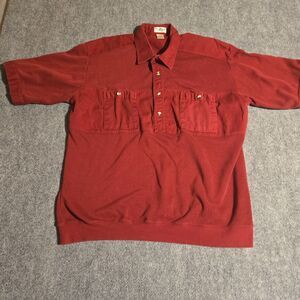 Vtg Norm Thompson Shirt Mens XXL Red Short Sleeve 1/2 Button Made Taiwan